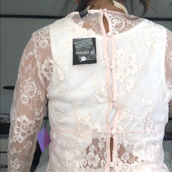 Pink Mesh Lace Top - Picture 3 of 4